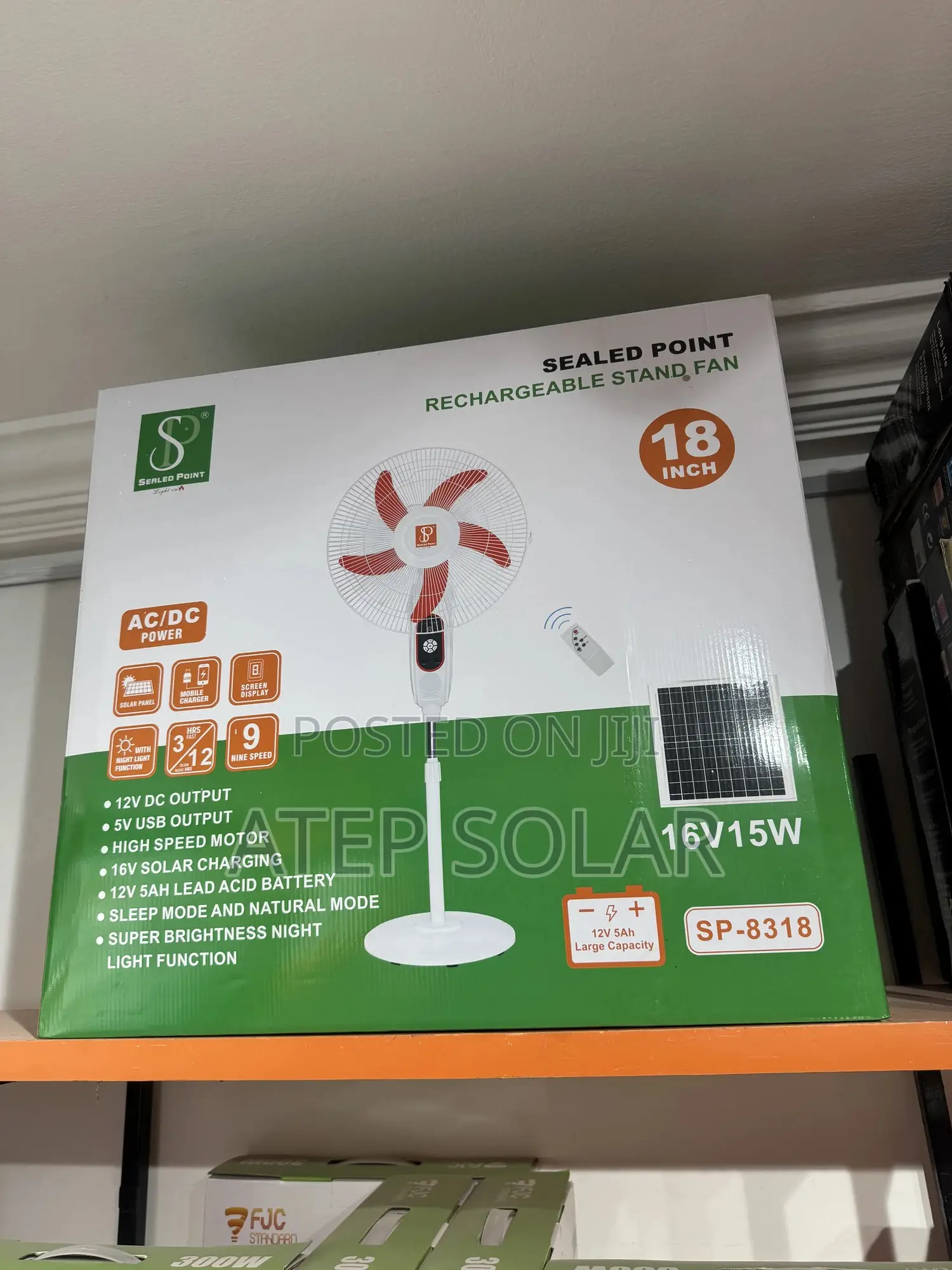 18inch Sealed-Point Rechargeable Solar Fan