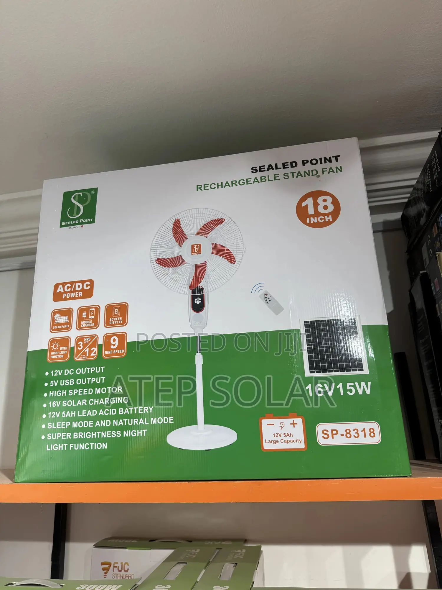 18inch Sealed-Point Rechargeable Solar Fan