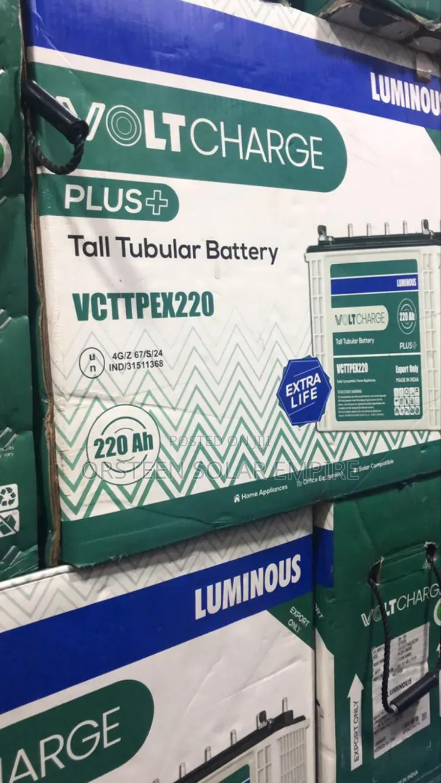 Luminous Tubular Batteries 220ah-12v