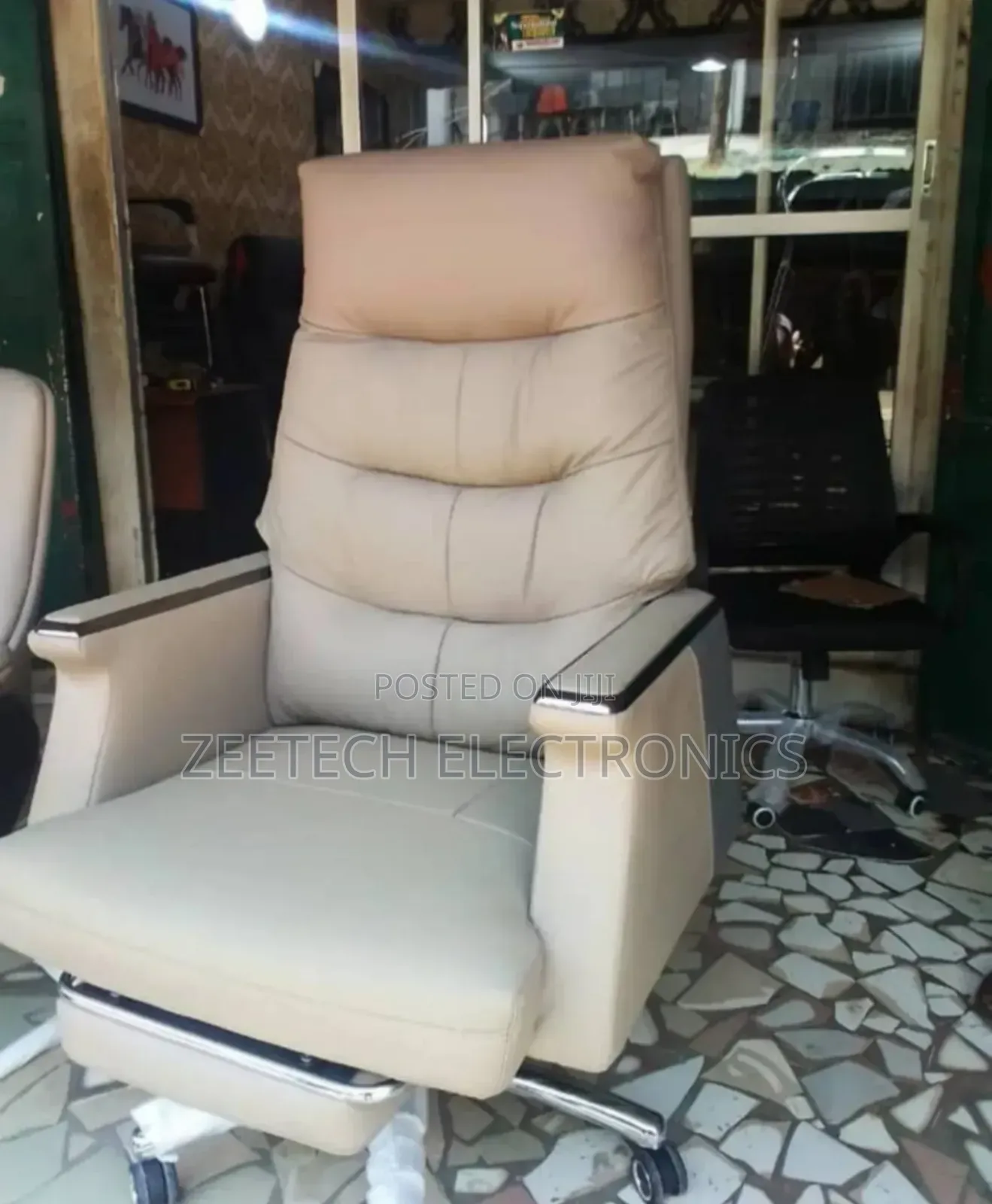 Beige High-Back Executive Office Chair