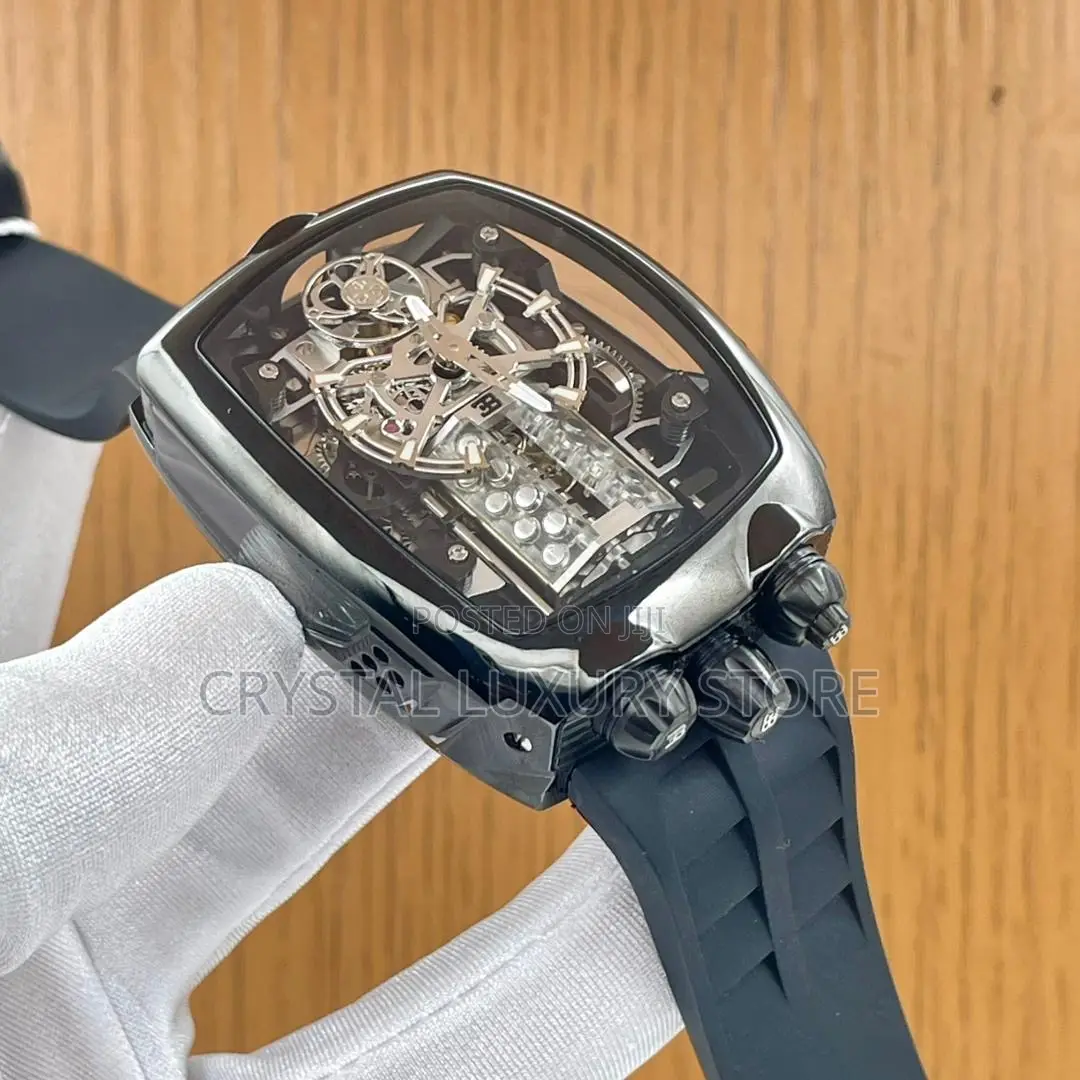 Bugatti Quality Luxury Men Chronograph Rubber Strap Wristwatch