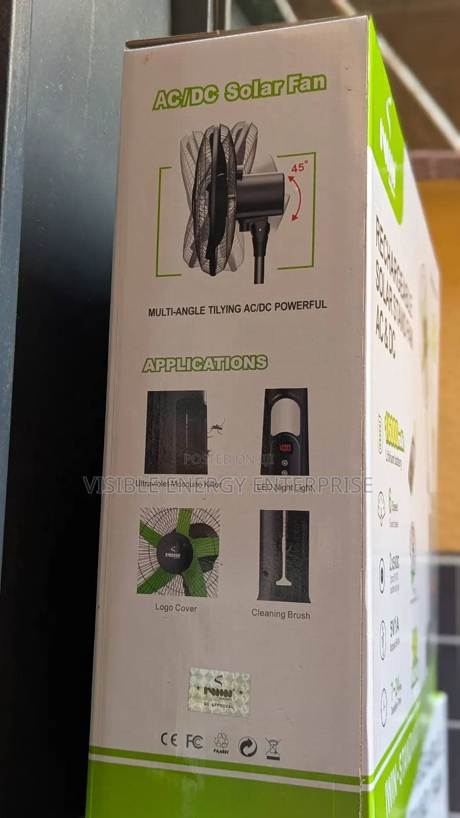 Iwin Rechargeable Solar Stand Fan (Model: Iw-8916).