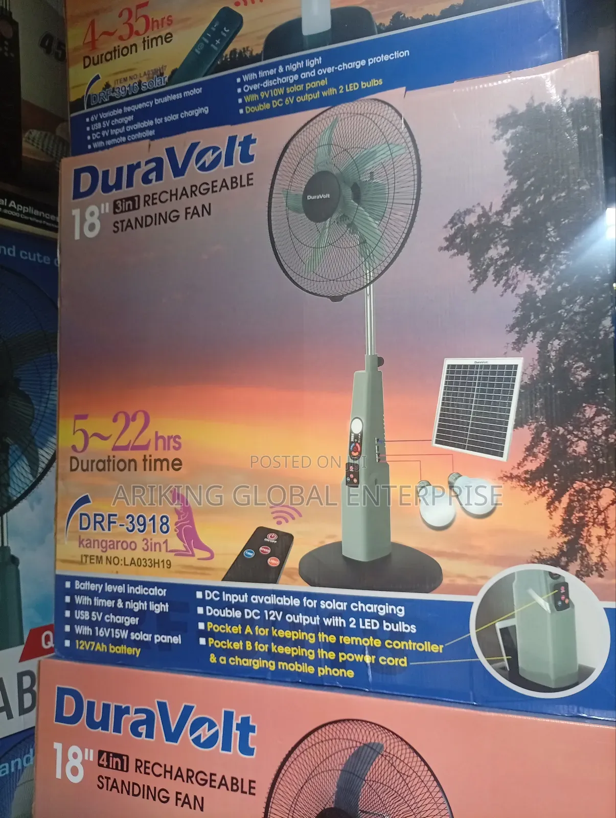 12v7ah Rechargeable Solar Fan