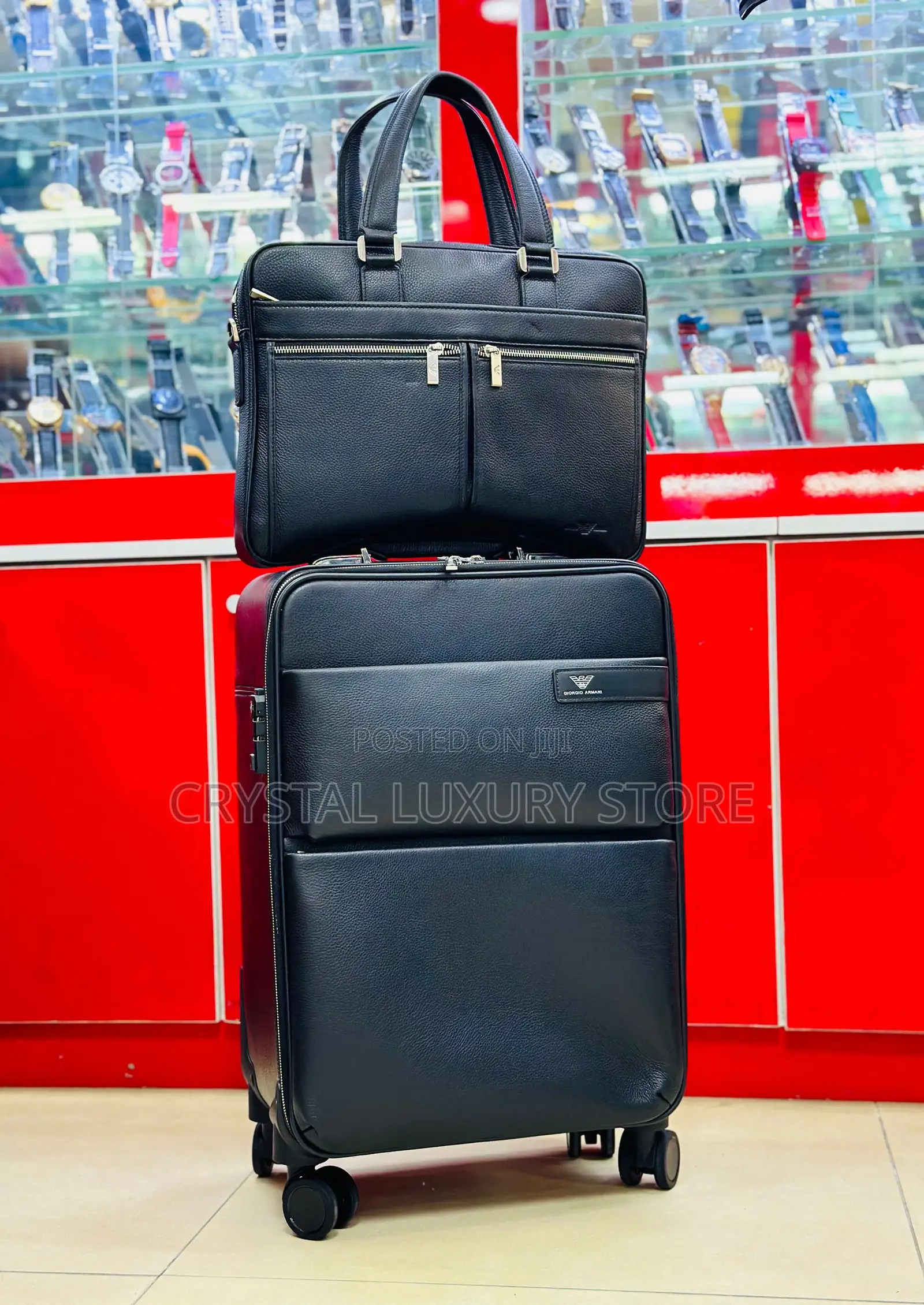 Giorgio Armani Quality Luxury Genuine Leather Travel Luggage/Laptop B