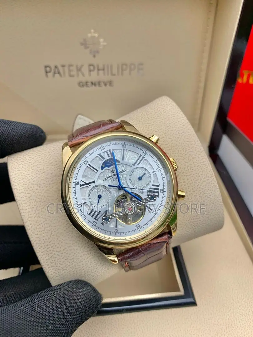Patek Philippe Quality Men Genuine Leather Wristwatch