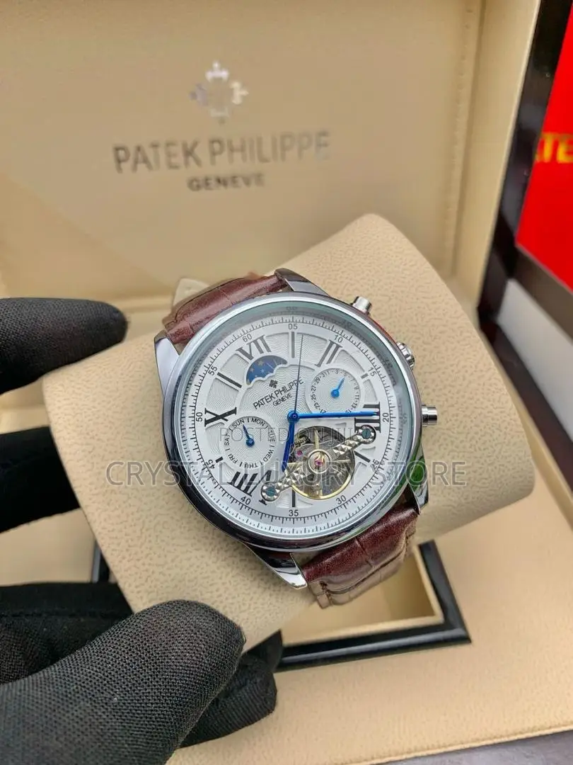 Patek Philippe Quality Men Genuine Leather Wristwatch