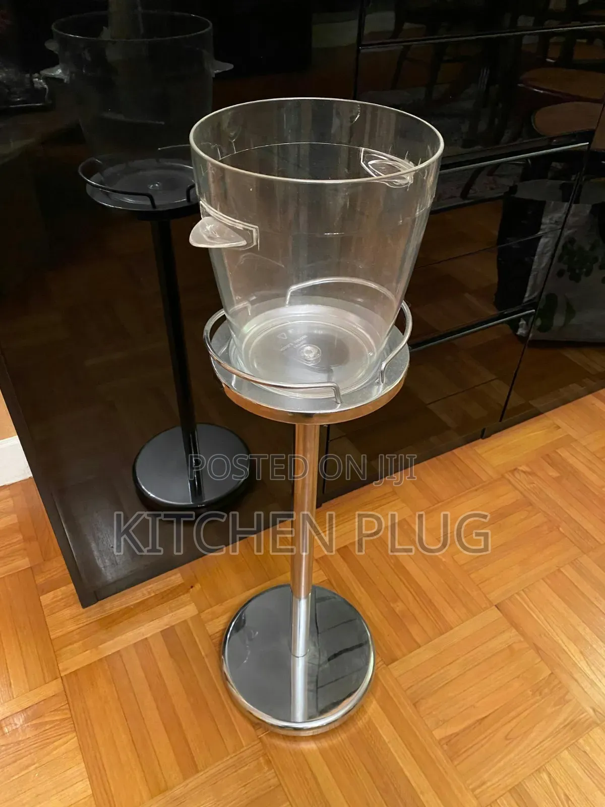 Plastic Wine or Champagne Bucket With a Stainless Steel Floor Stand.