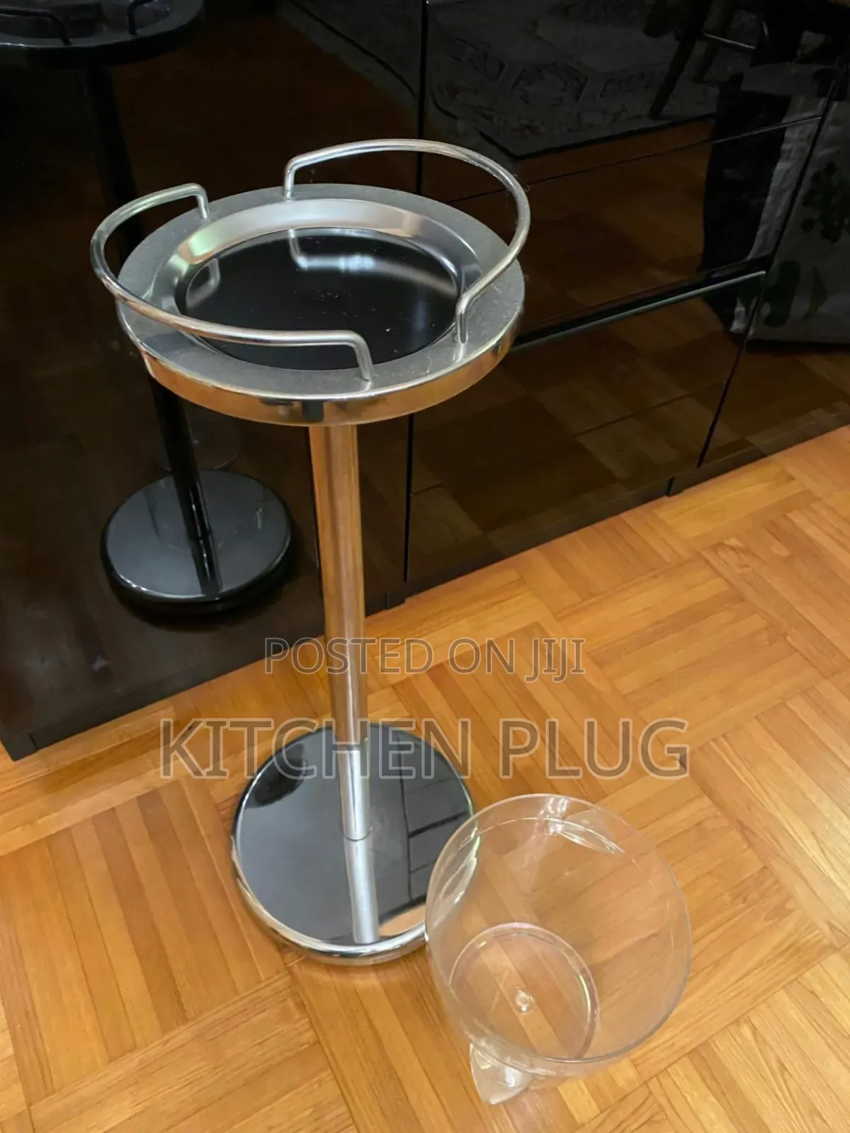 Plastic Wine or Champagne Bucket With a Stainless Steel Floor Stand.