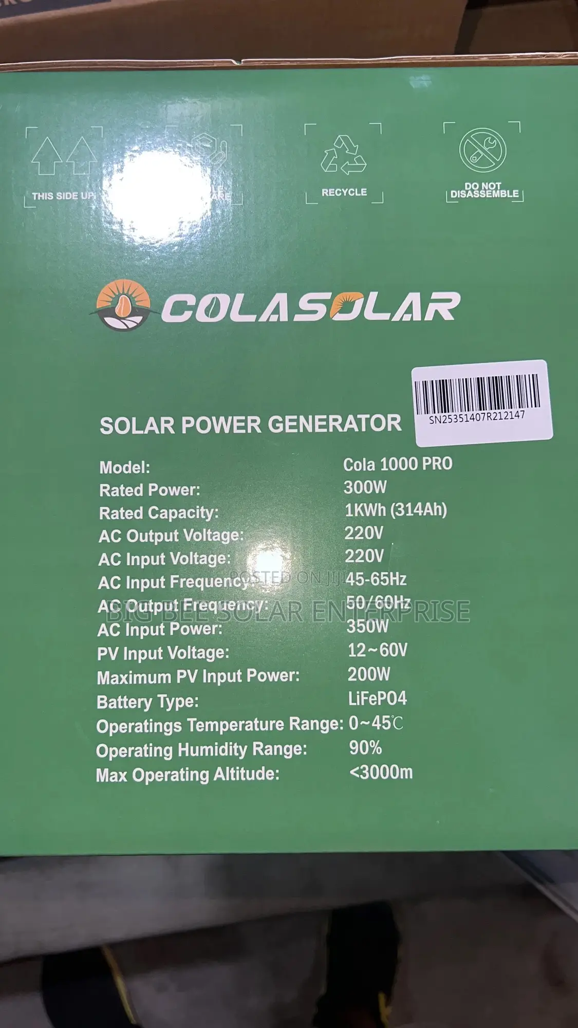 1kwh Pro Cola Solar Generator With 1 400w Panel and 4mm Dc Cable