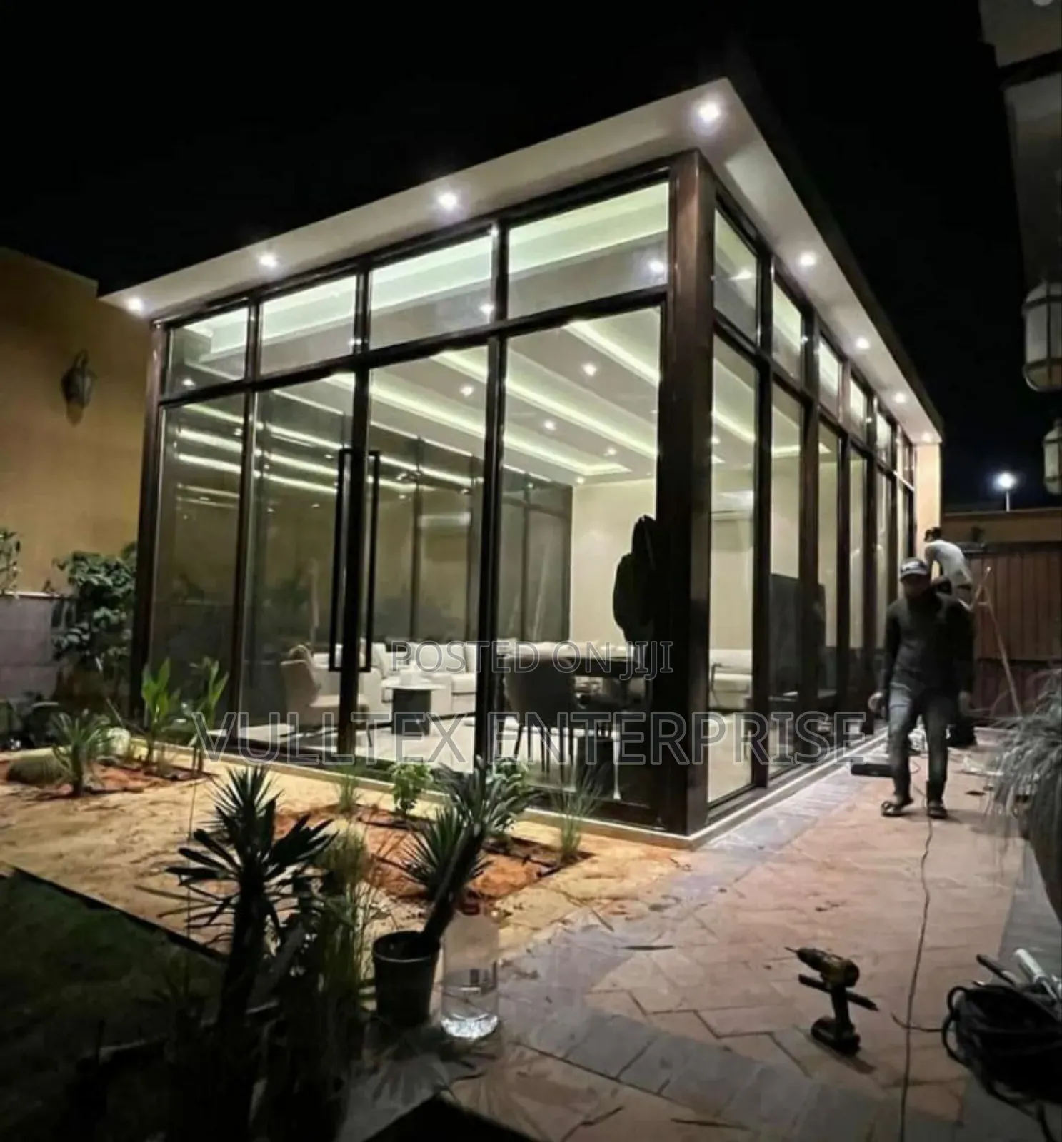 Pergola With Aluminum Framed Glass Partition