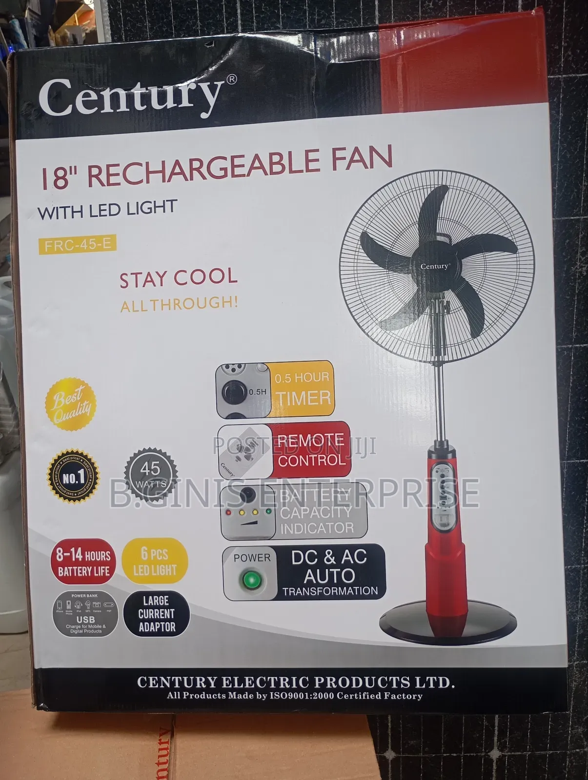 Strong 18inches Rechargeable Fan
