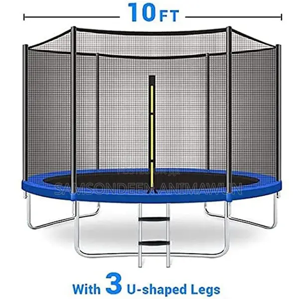 10ft Outdoor Trampoline With Safety Net, Pad & Ladder