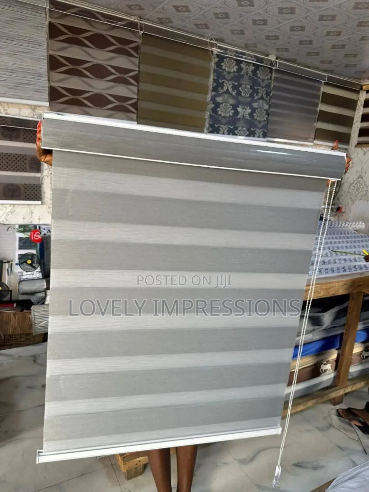 Gray Day and Night Window Blinds