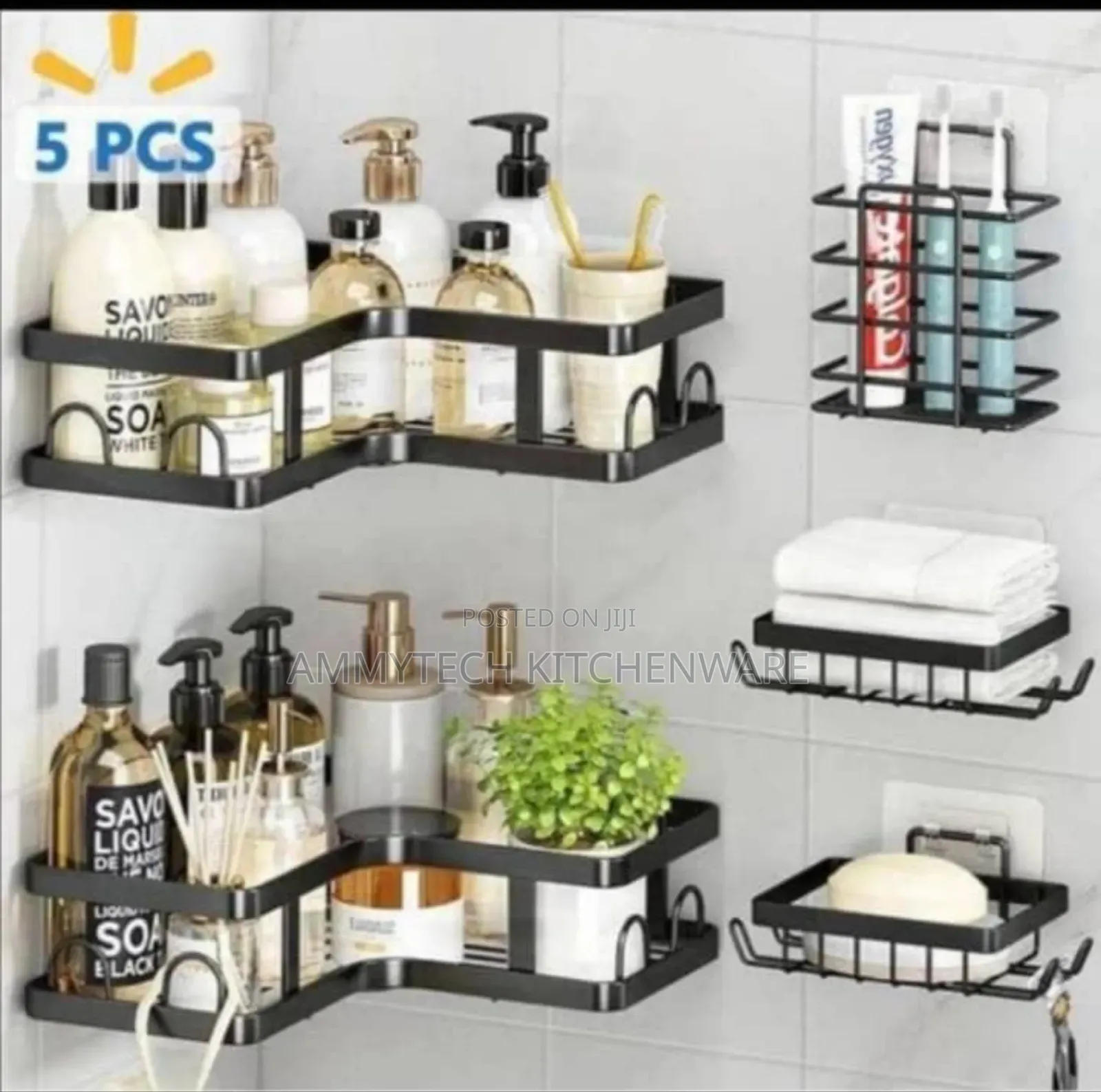5in1 Bathroom Toilet Corner Iron Shelf Rack/ Shower Caddy