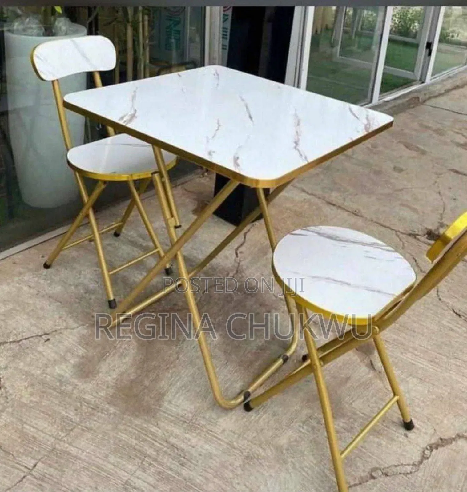 Faux Marble Foldable Table and Chairs