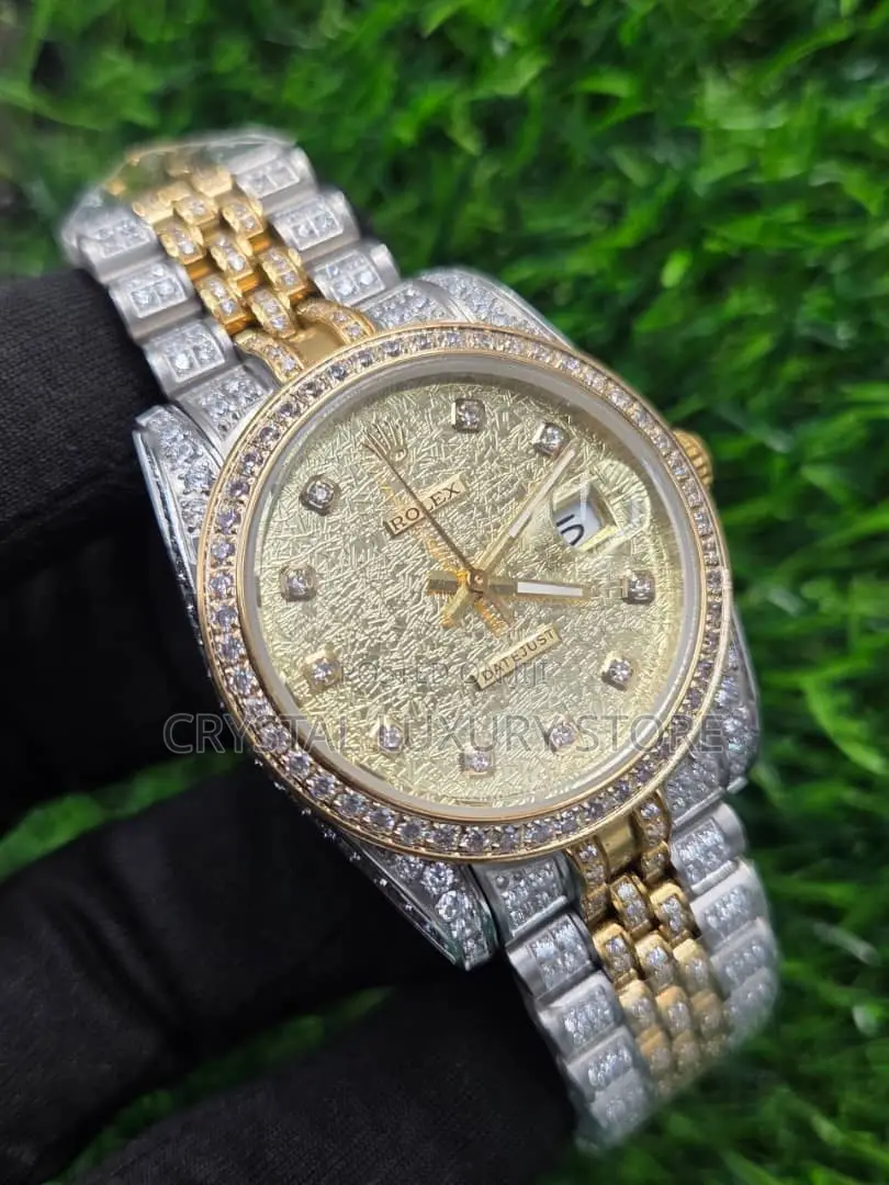 Rolex Quality Luxury Men Iced Wristwatch