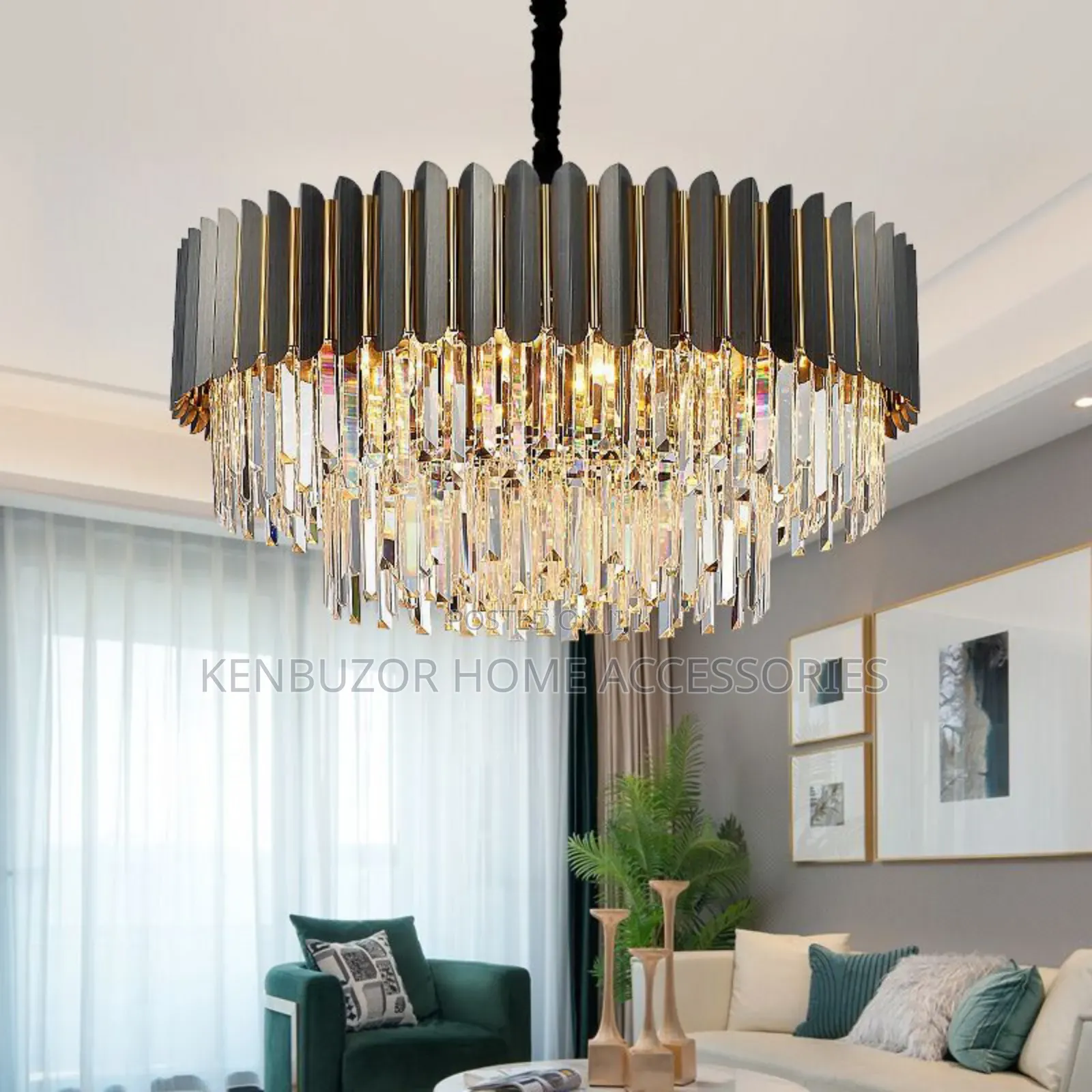 800mm Black and Gold Luxury Modern Chandelier