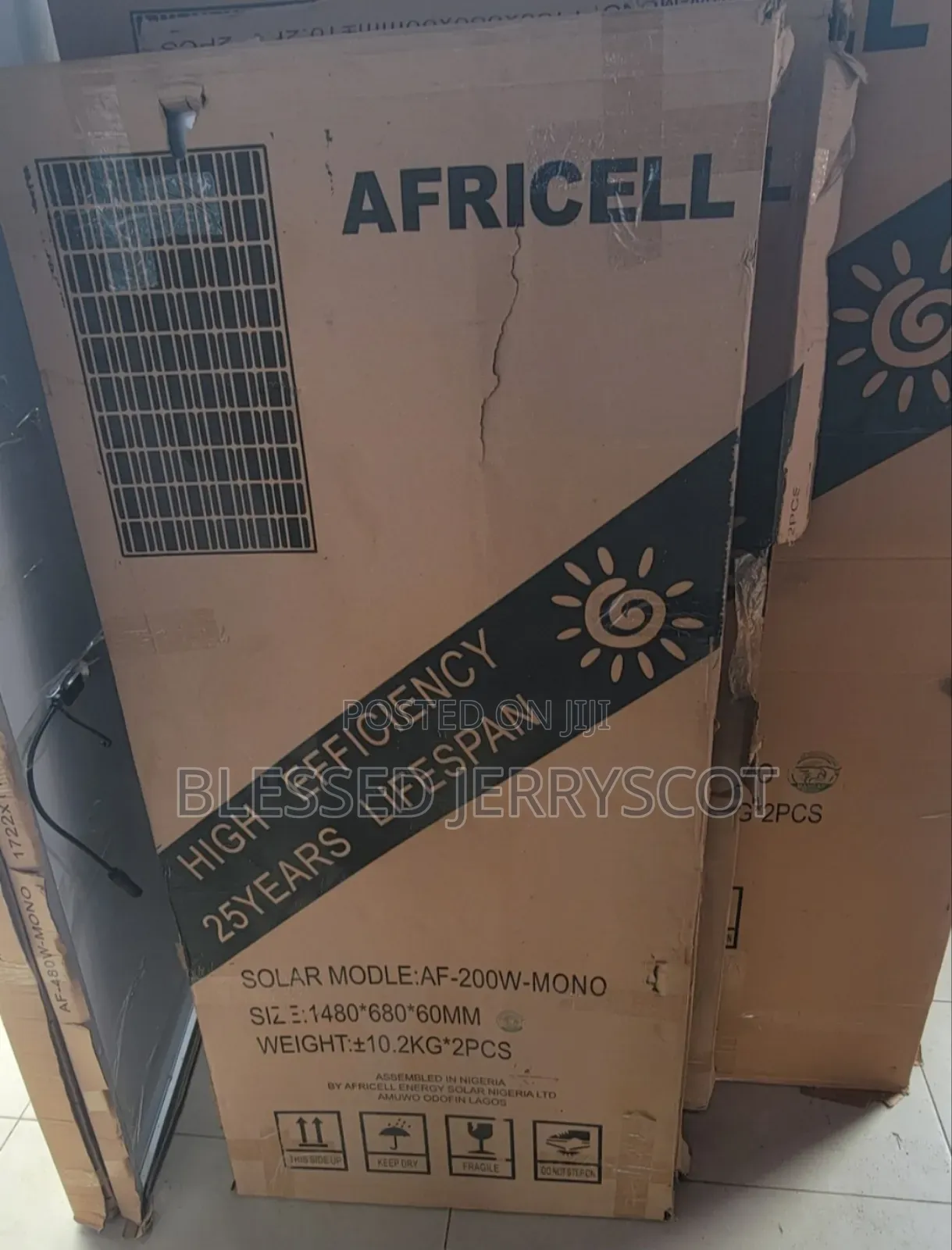 Africell 200watts 12v Monocrystalline Solar Panel Available In Stock.