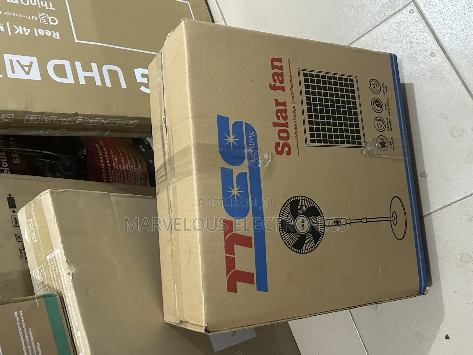 Brand New TTSS 16inch Rechargeable Solar Fan With Nutrion Battery