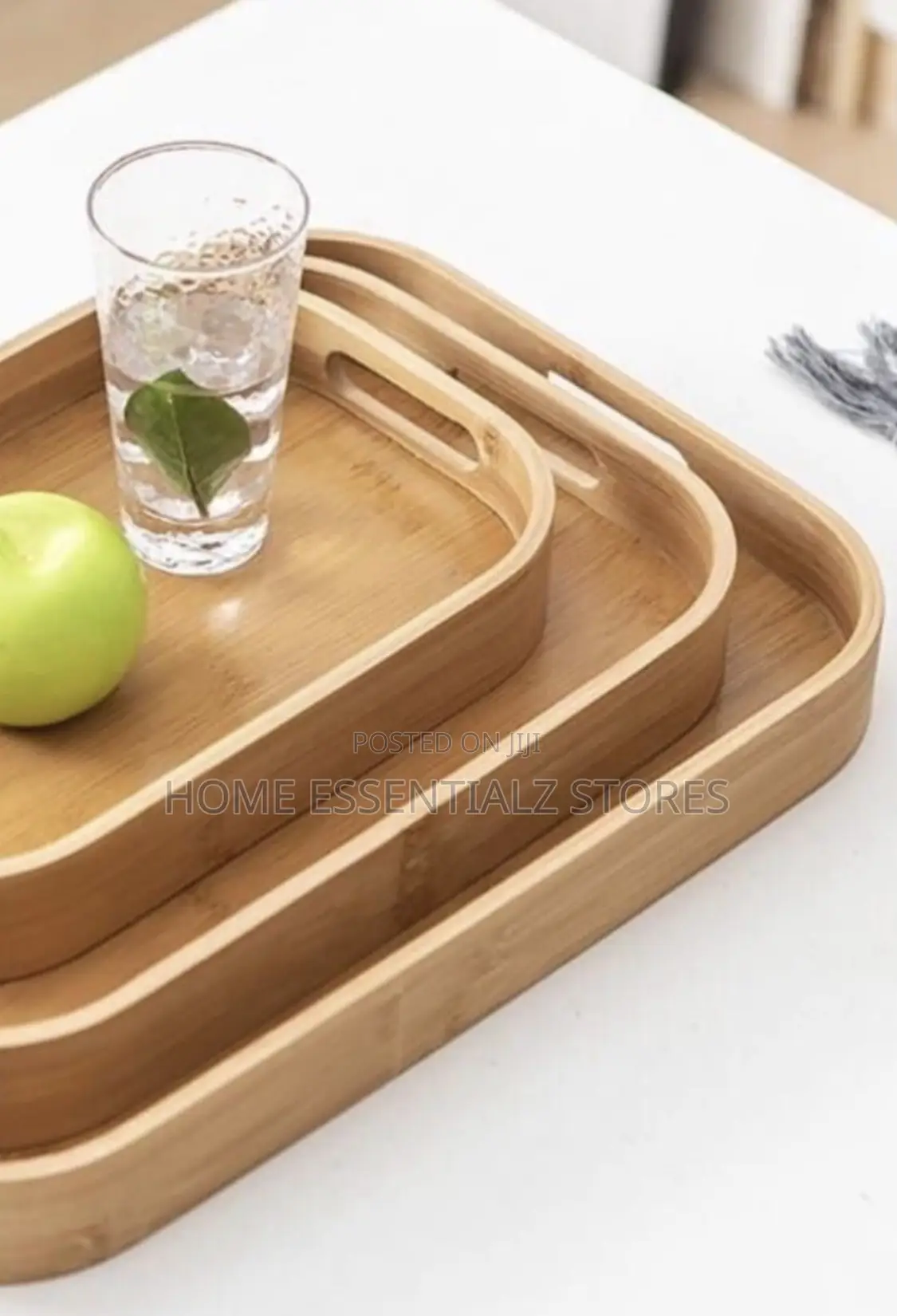 Bamboo Serving Trays Set - 3 Pieces Food Serving Tray
