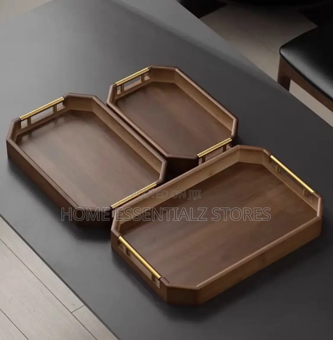 Octagon Bamboo Food Serving Tray Set - 3 in 1 Trays