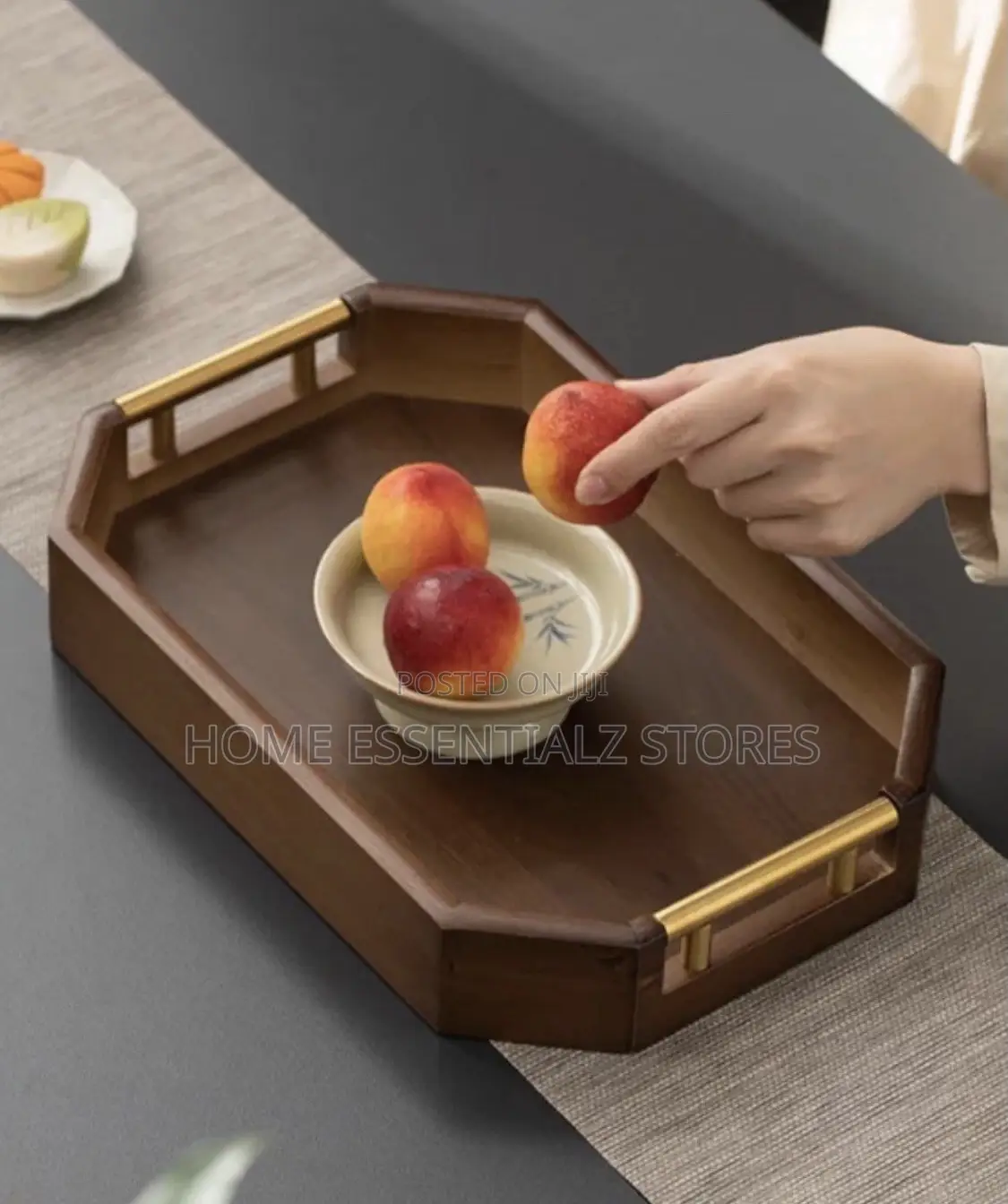 Octagon Bamboo Food Serving Tray Set - 3 in 1 Trays