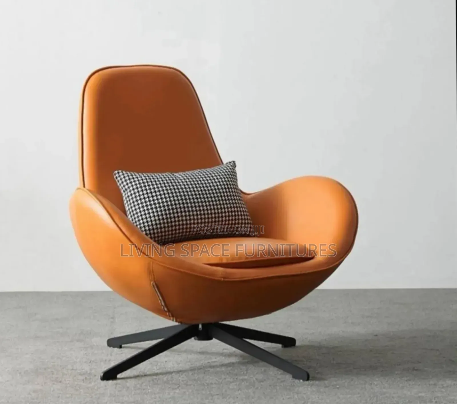 Accent Leather Chair With Pillow