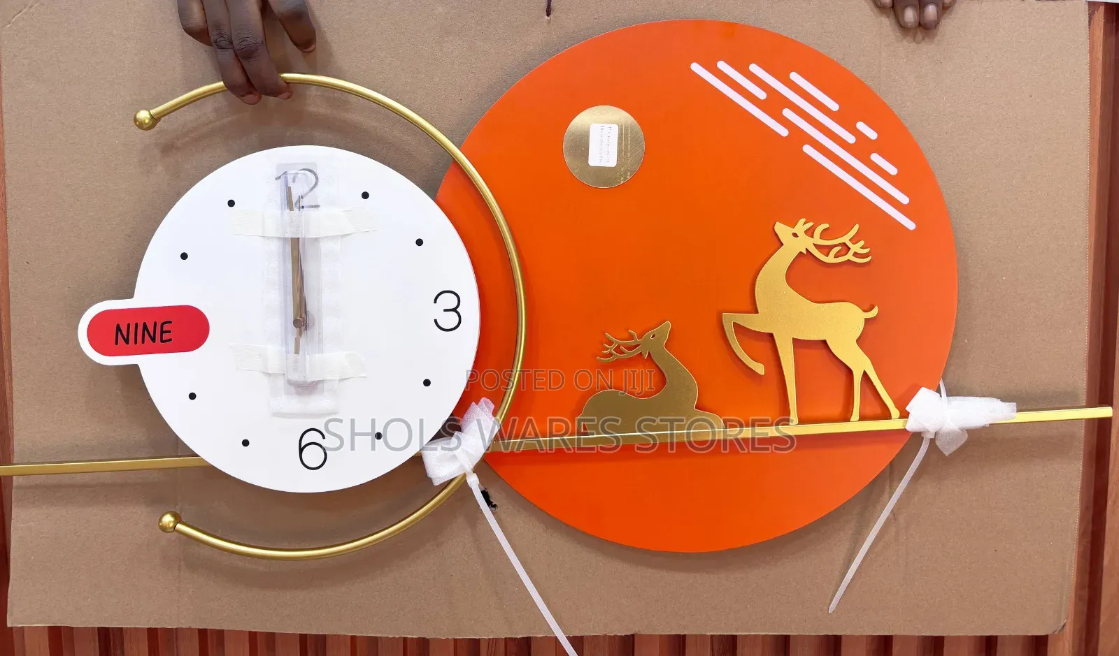 Solid Stripes Luxury Clock/Tan Luxury Clock