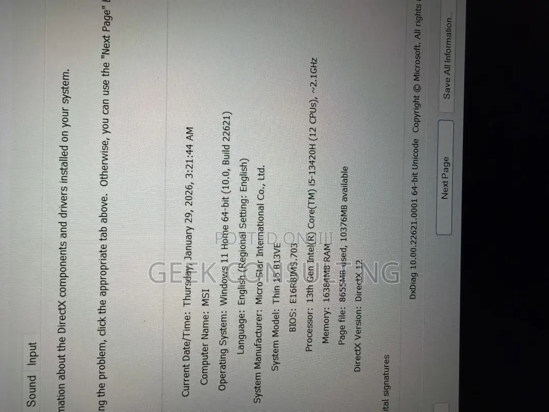 Laptop MSI 16GB Intel Core i5 SSD 512GB