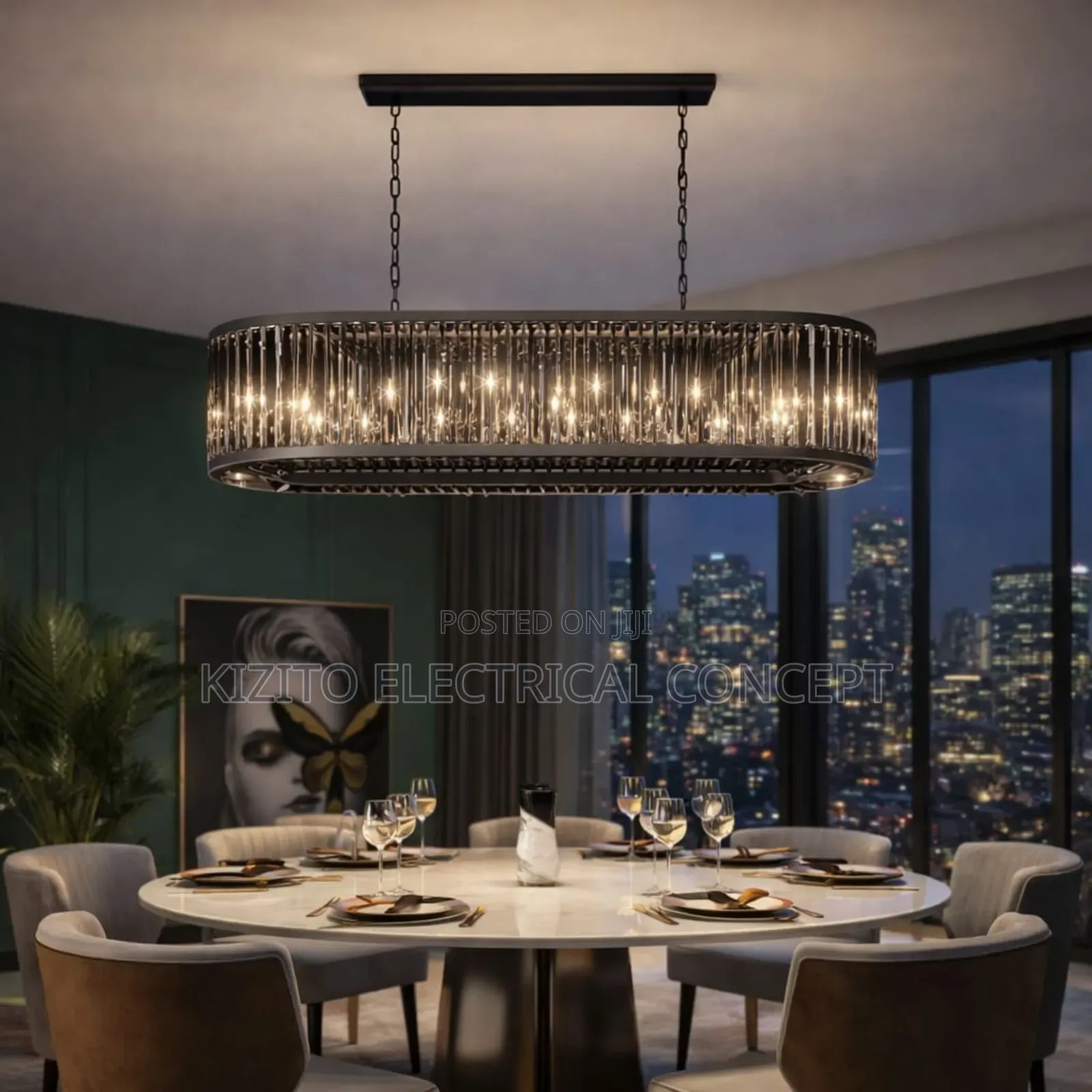Noir Crystal Glass Chandelier Lustre Beautiful