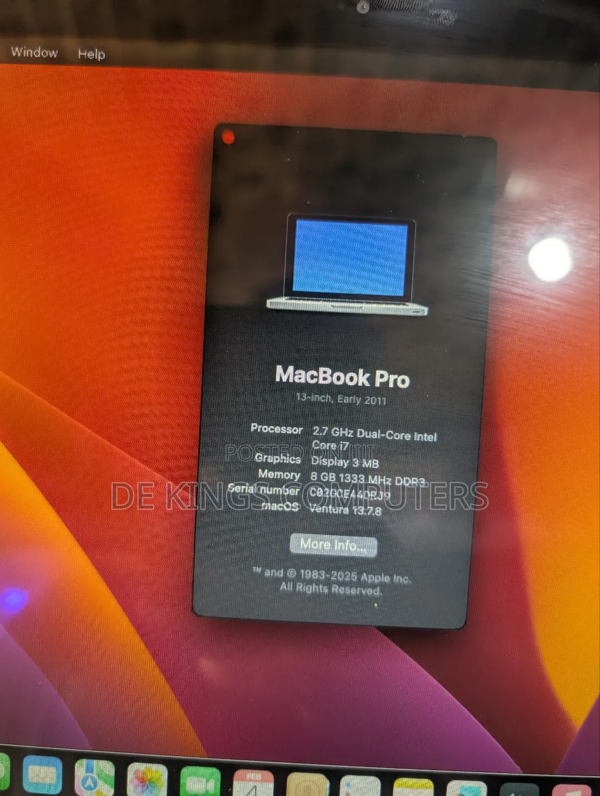 Laptop Apple MacBook Pro 2011 8GB Intel Core i7 SSHD (Hybrid) 500GB