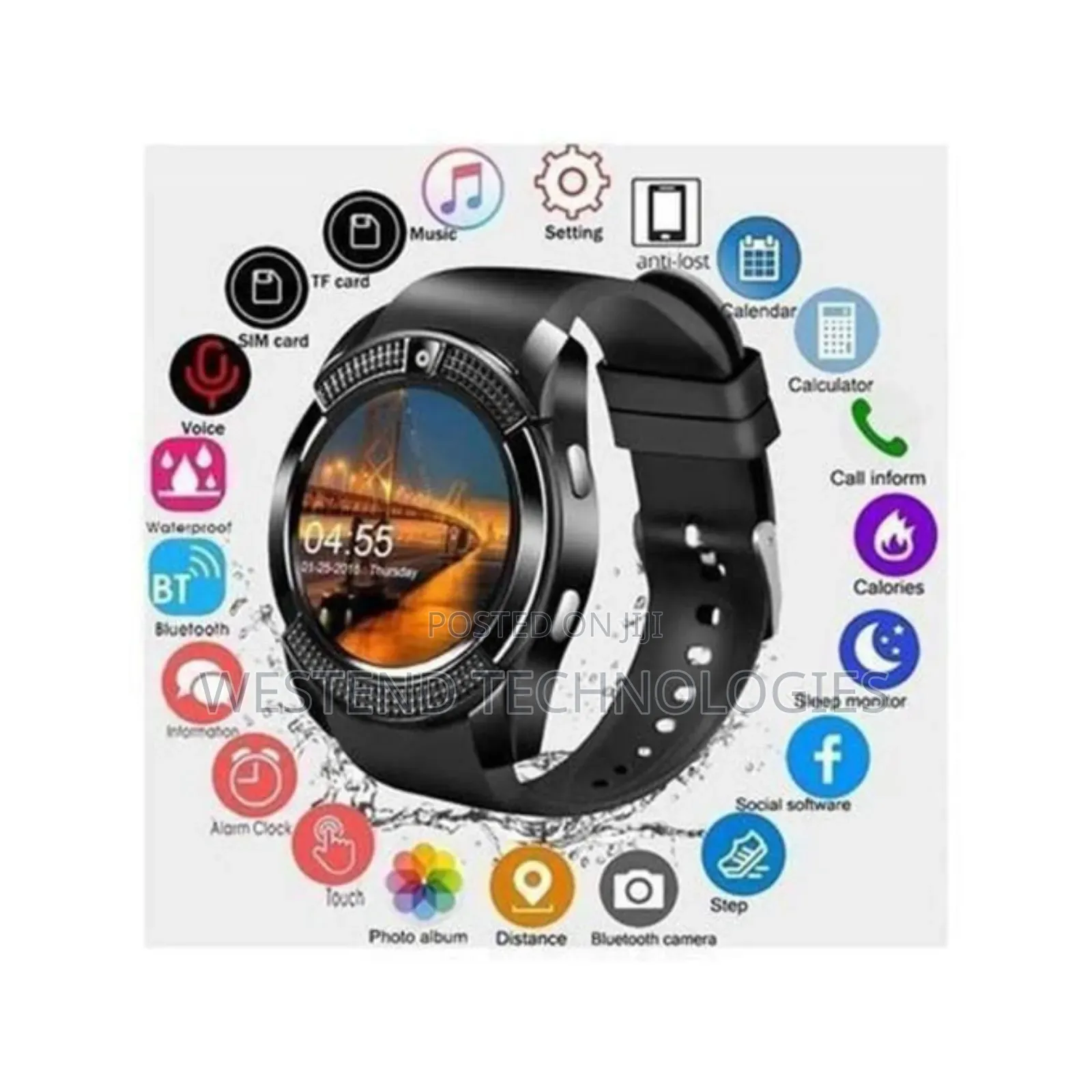 V8 Android Phone Smart Watch With Sim Memory Card Port