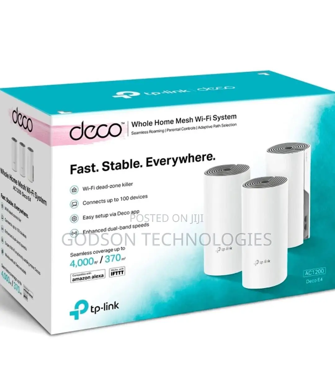 Tp-Link Deco E4 Ac1200 Whole Home Mesh Wi-Fi System Dual-Band Wi-Fi