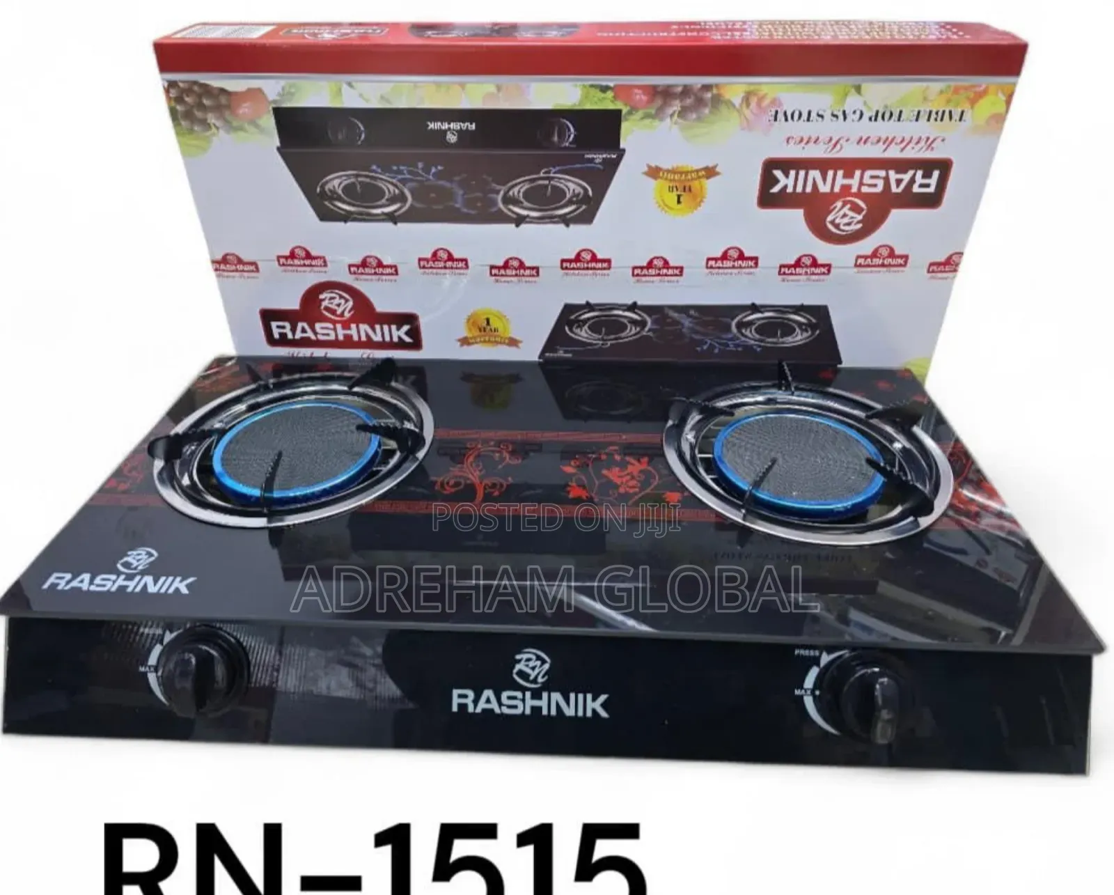 Rashnik 2 Burner Infrared Glass Gas Cooker