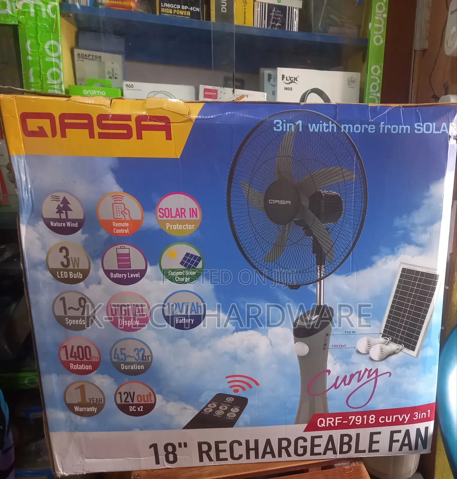 18 Inches Qasa Rechargeable Fan Qrf-7918 Curvy