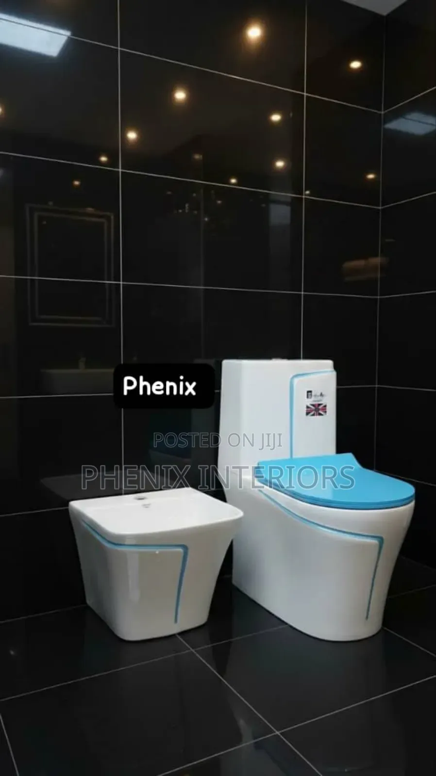 Coloured Executive Toilet Water Closet With Wall Hung Basin.