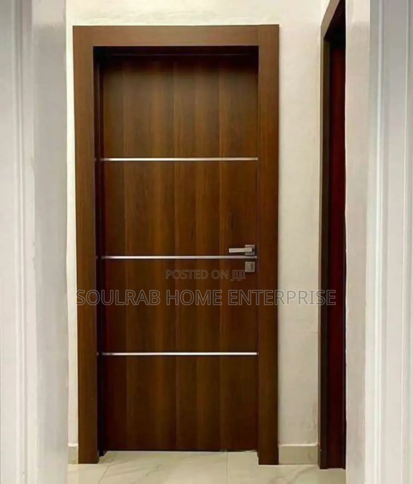 Strong Brand HDF Door With Complete Frame, Lock, Inches Installation