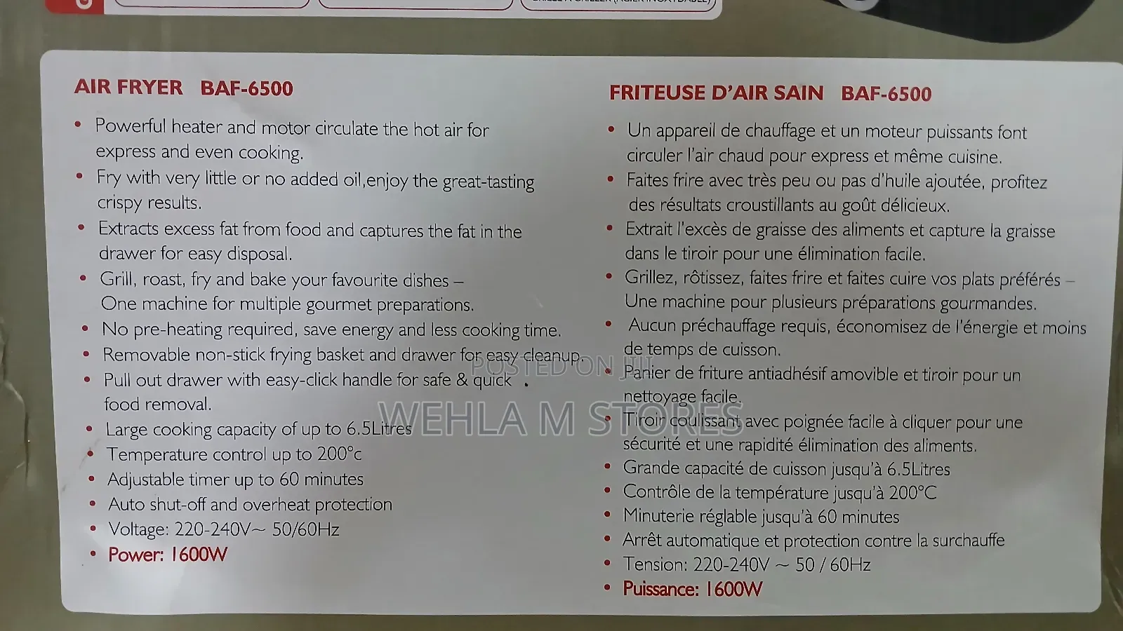 Binatone Air Fryer - Baf 6500 (6.5 Litres)