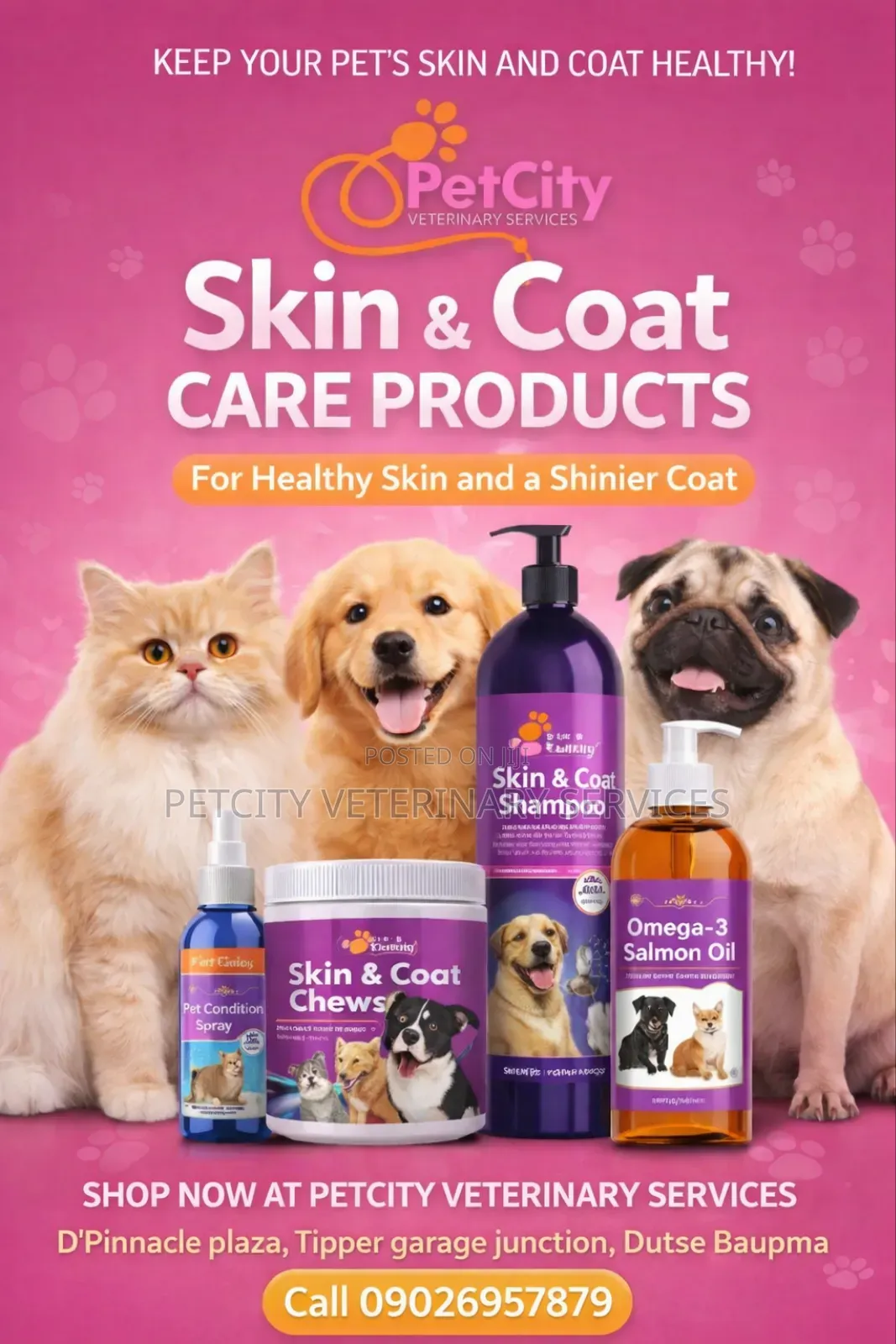 Pet Skin Care, Shampoo, Perfumes and Hair Coat Treatments