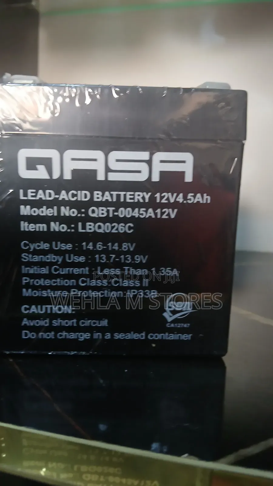 Qasa Lead Acid Replacement Battery for Rechargeable Fan - QBT-0045a12v