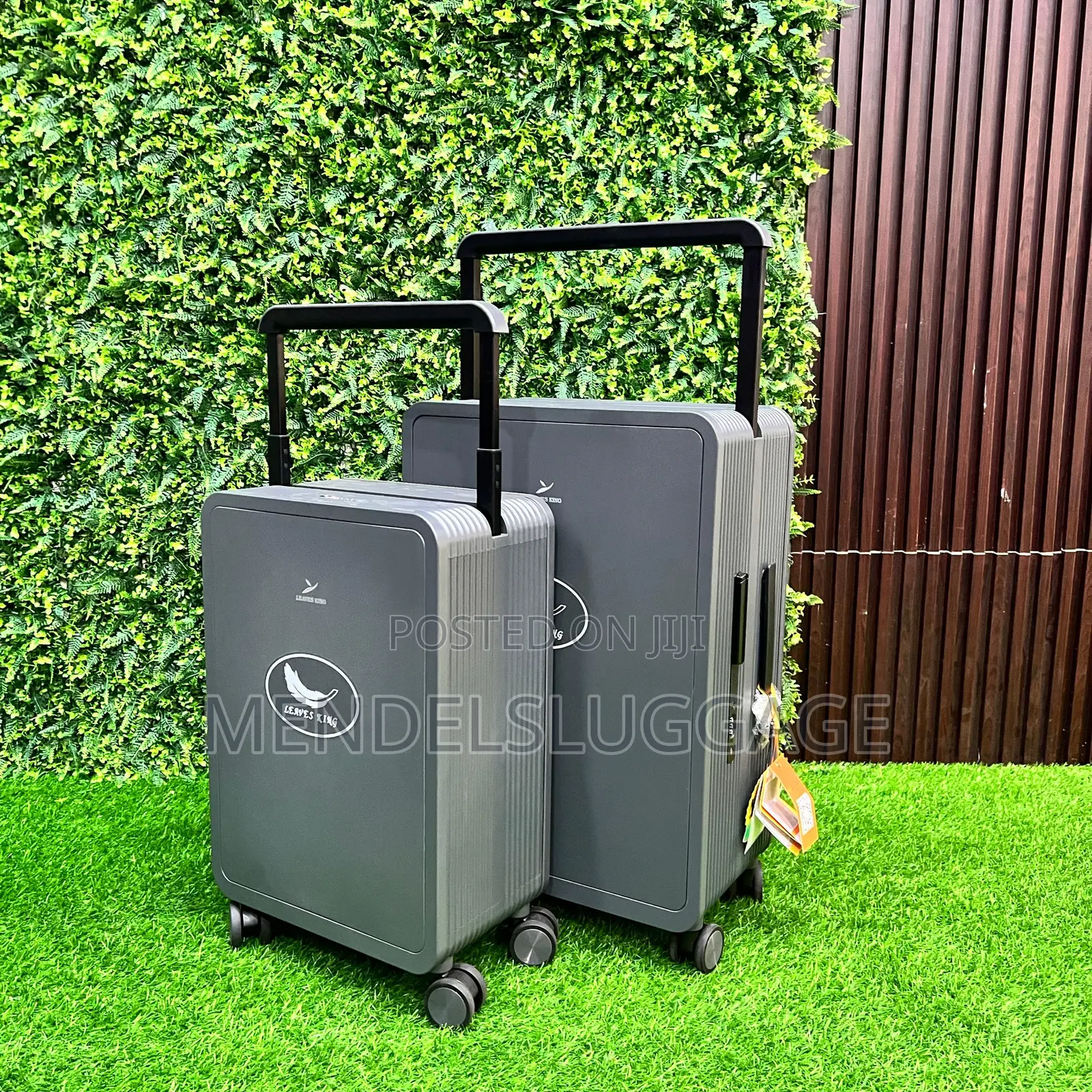 Gray Leaves King Abs Travel Luggage Set