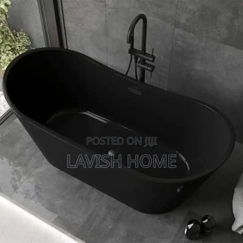 Black Acrylic Bathtub With Tap 170cm With Tap