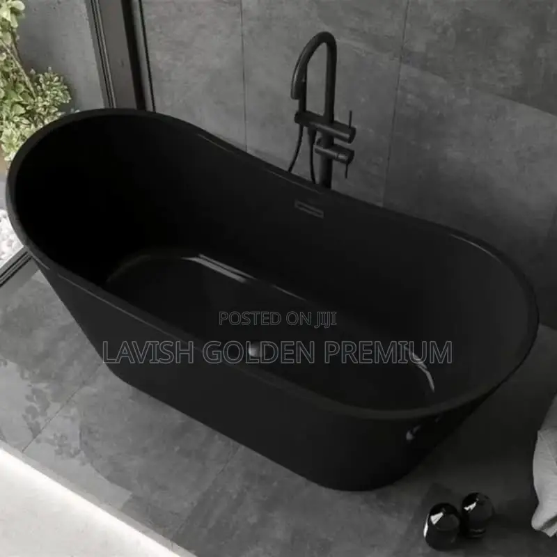 Black Acrylic Bathtub With Tap 170cm With Tap