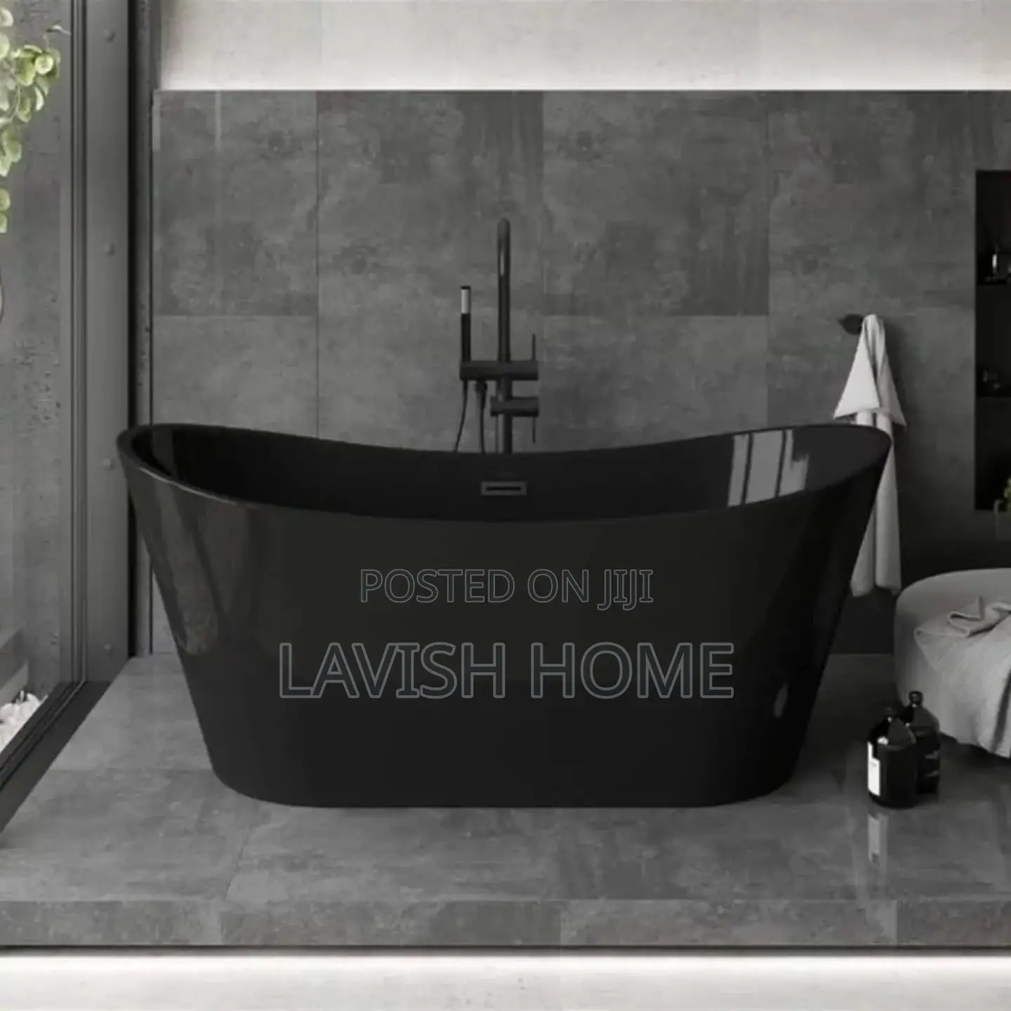 Black Acrylic Bathtub With Tap 170cm With Tap