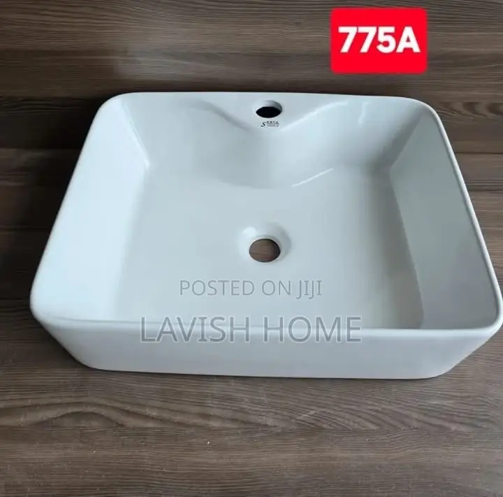 White Countertop Square Basin With Tap Hole
