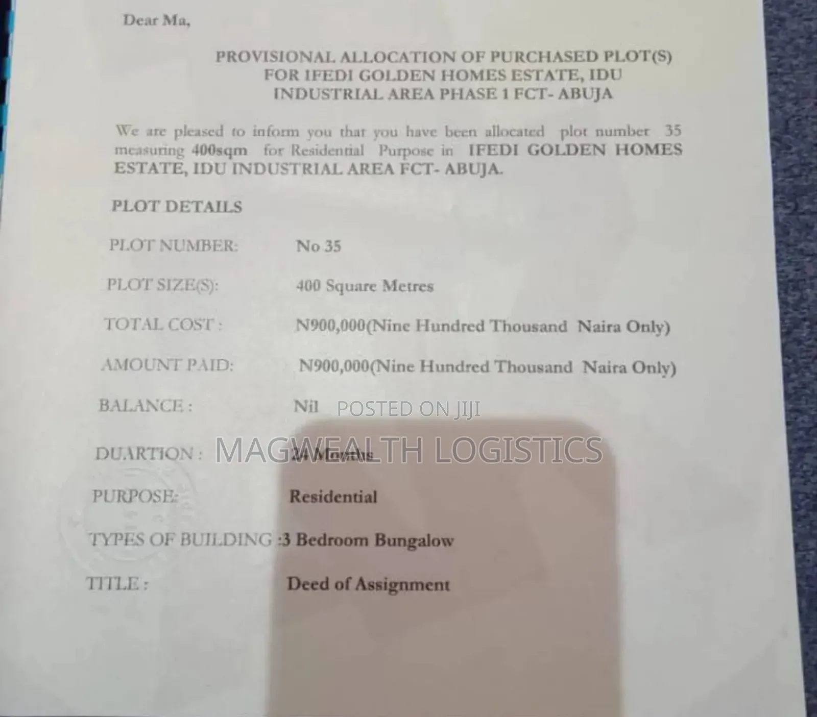 Estate Plot for Sale