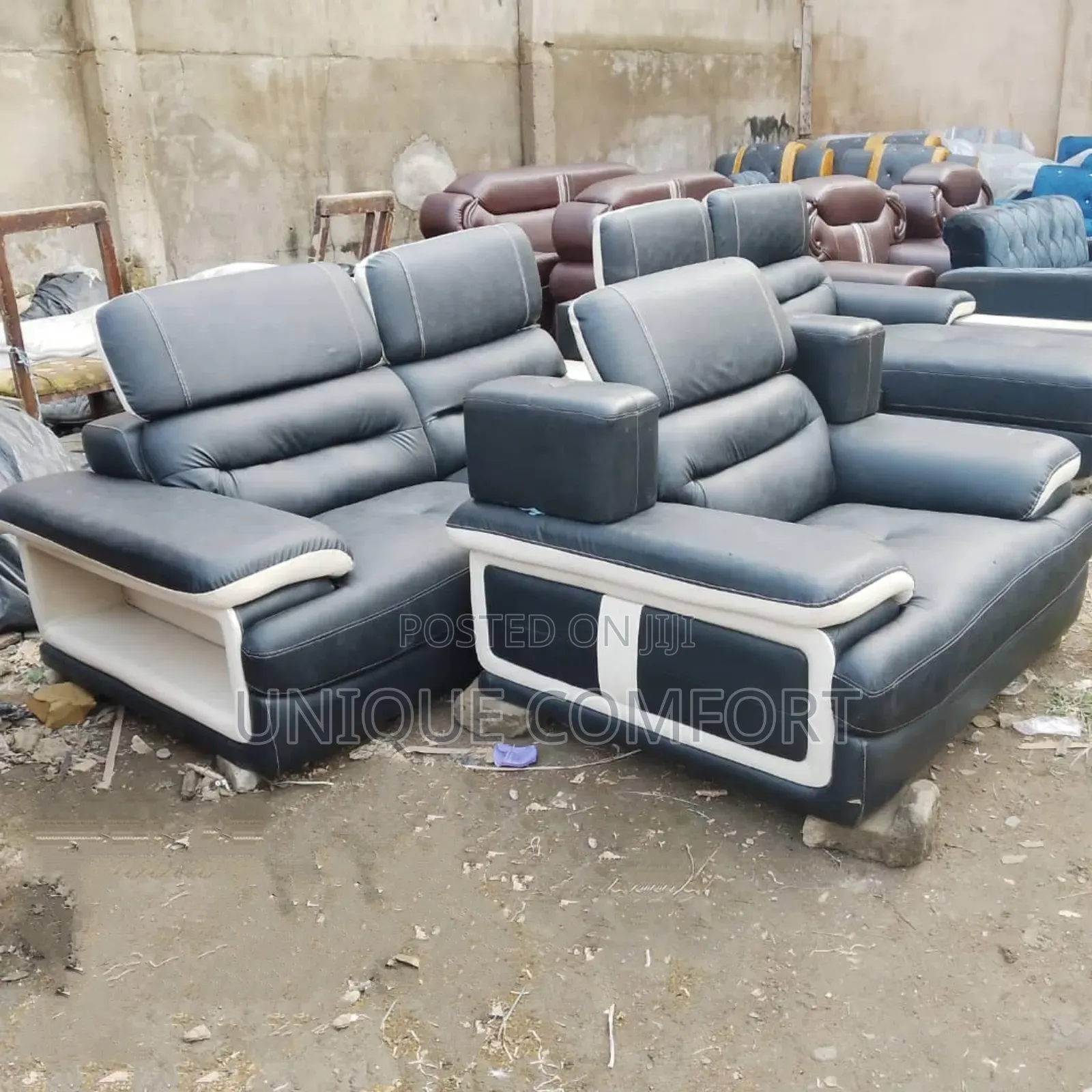Imported Executive L Shape Leather Sofa Set With Single Seater