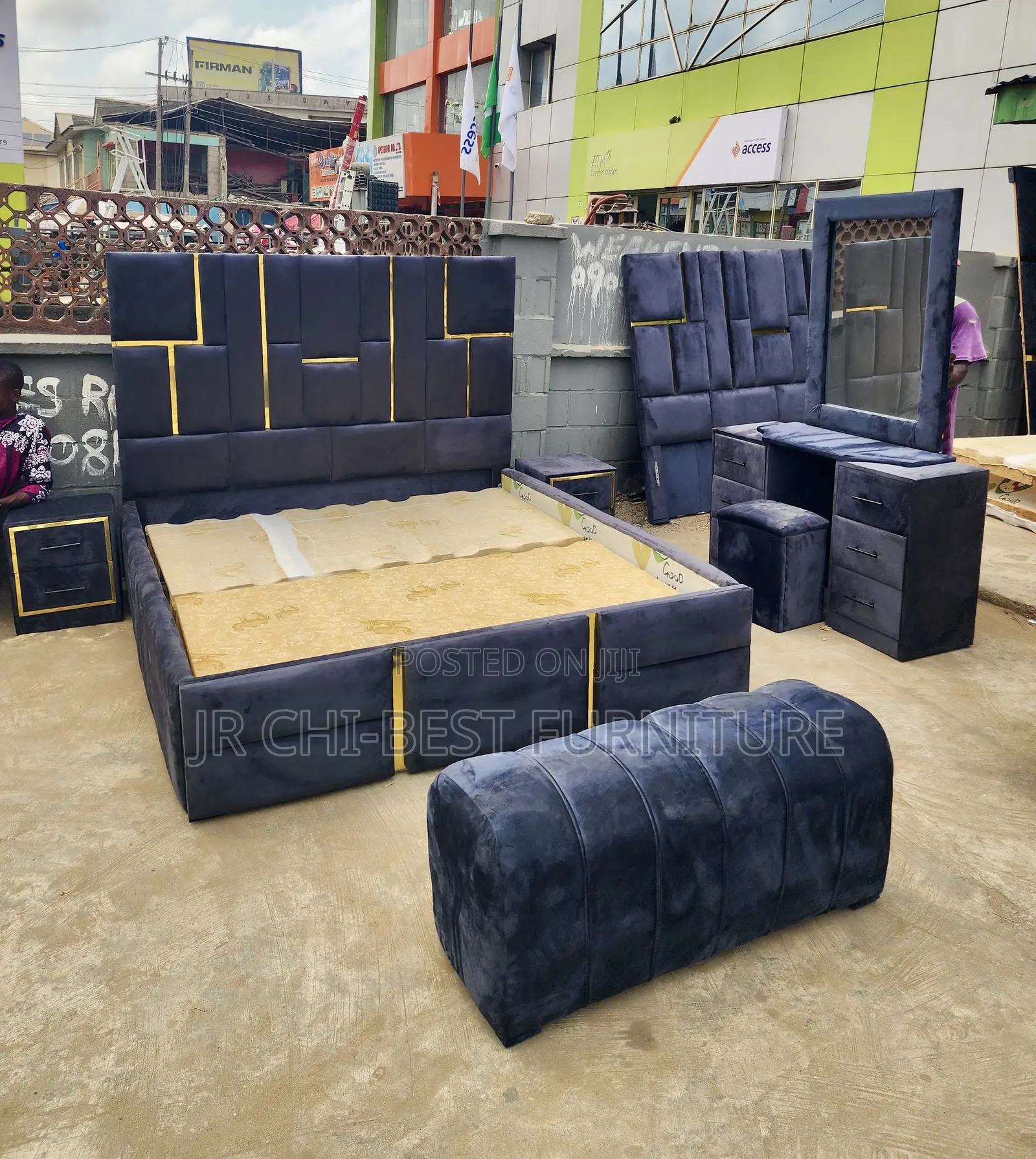 6 by 6 Complete Padded HDF Bedframe Set of Exceptional Quality