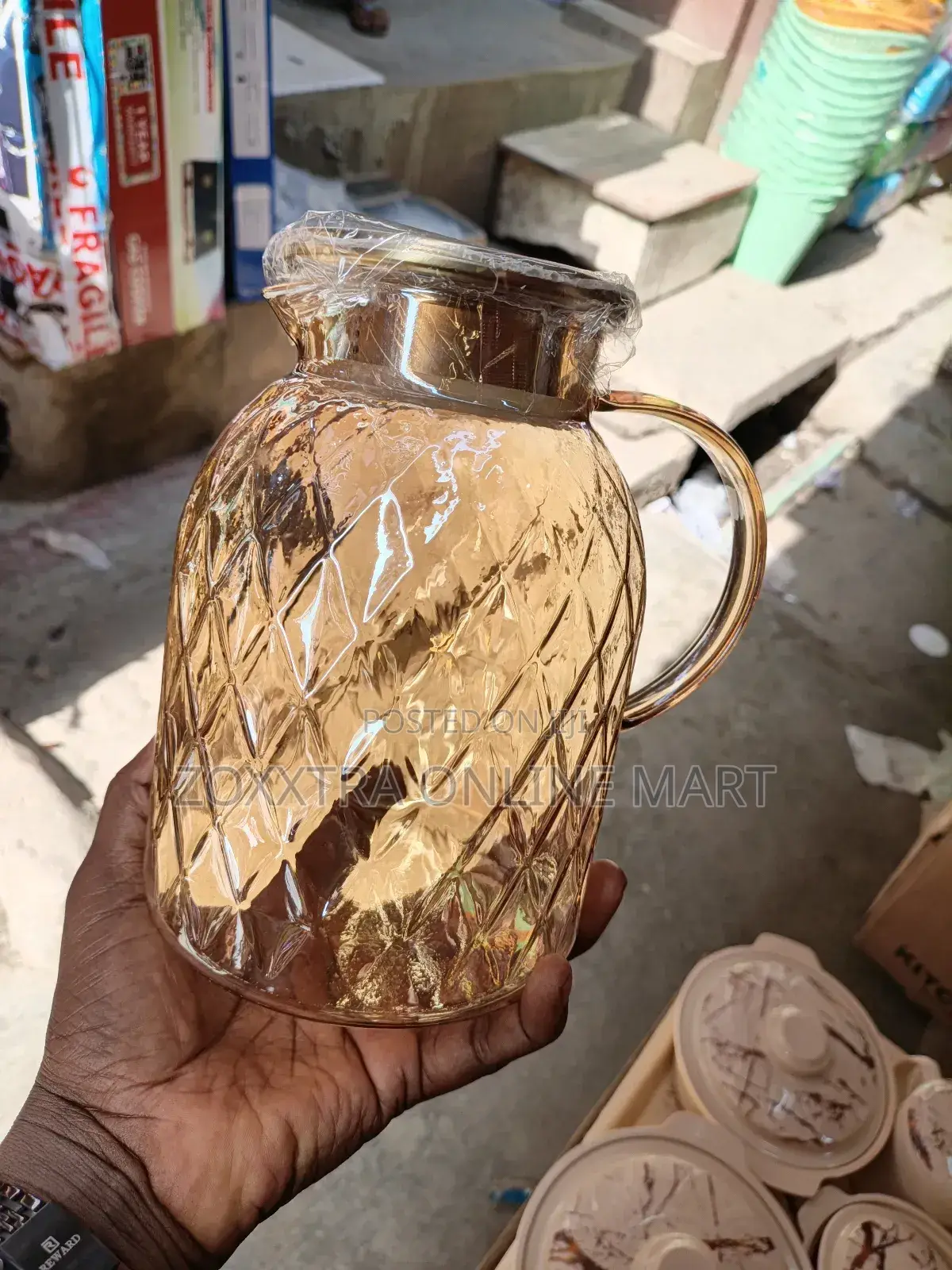 1.8l Diamond Borosilicate Hot Cold Glass Pitcher