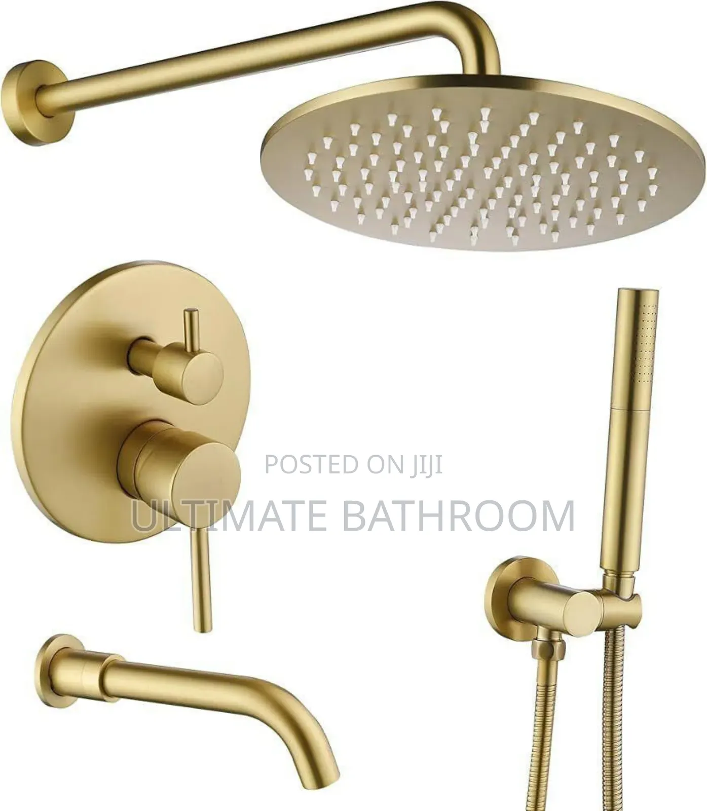 Round Brush Gold Conduit Shower